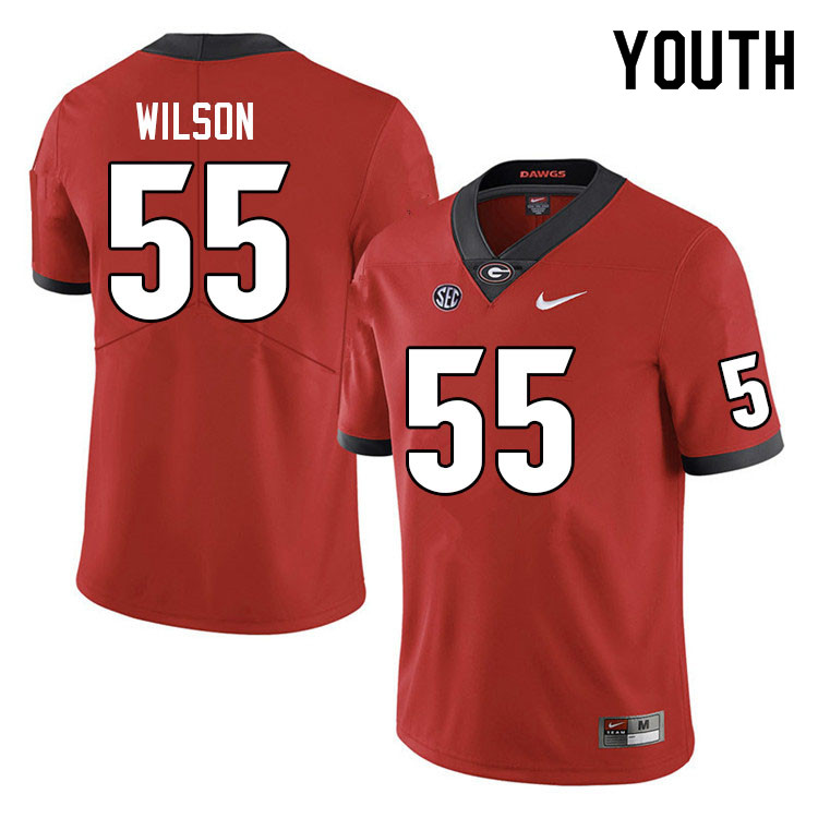 Youth #55 Jared Wilson Georgia Bulldogs College Football Jerseys Sale-Red